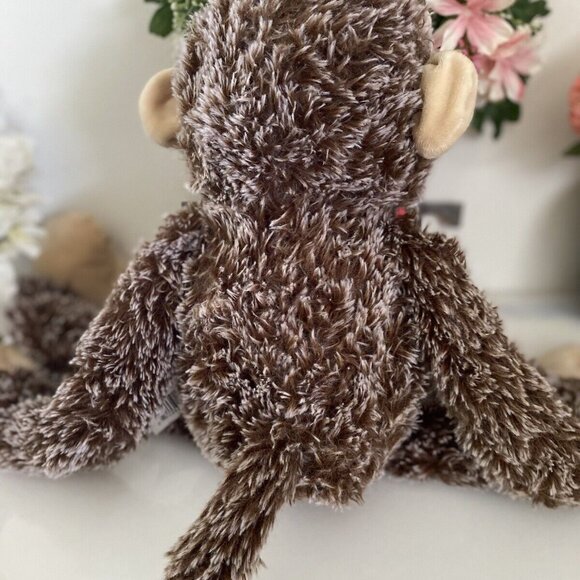 Vintage Pier One 1‎ Imports Brown Hanging Monkey Plush Poseable Animal 26" Bow - Picture 16 of 16